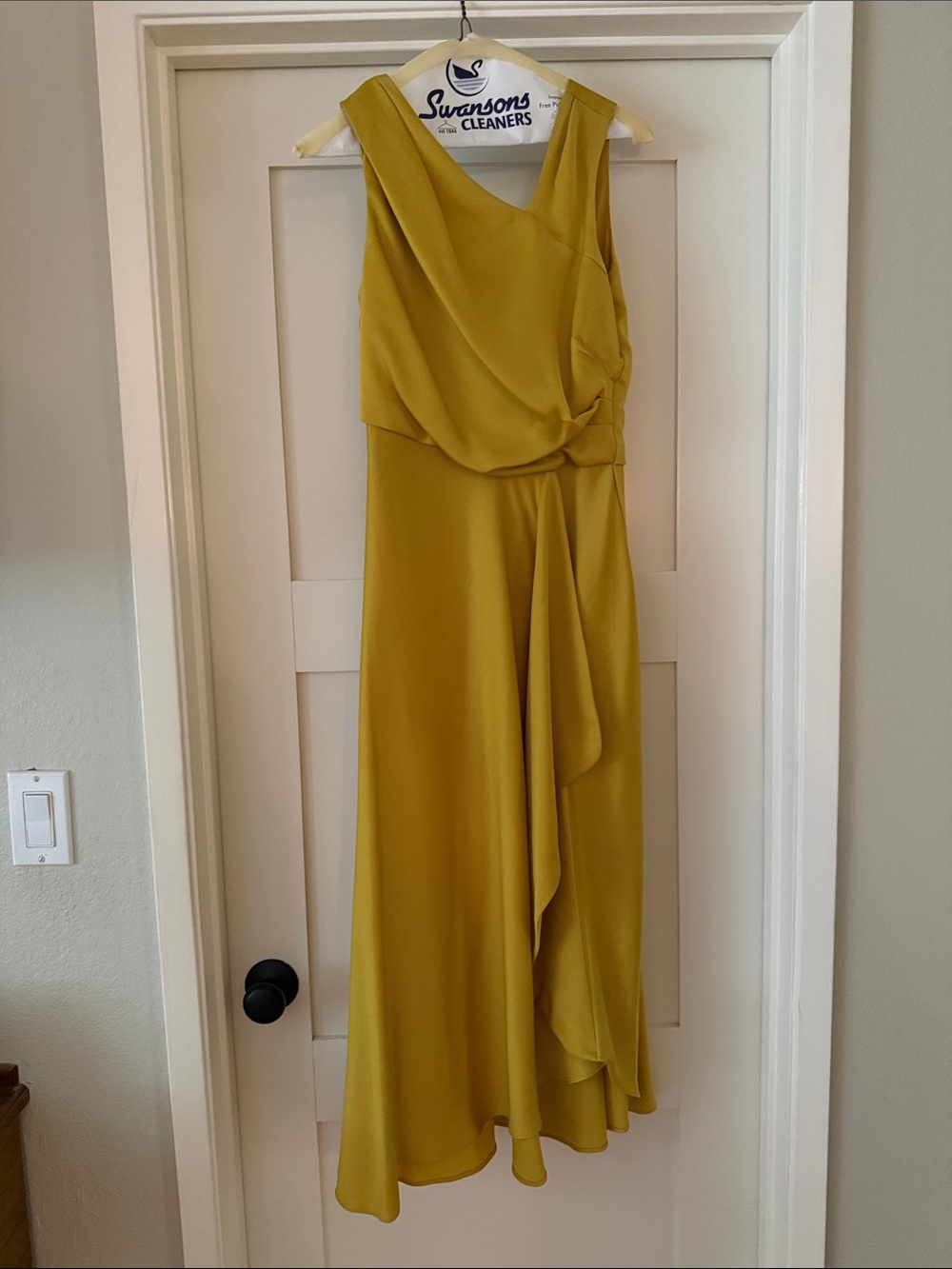 Just...Taylor One-Shoulder Draped Dress in Mustard
